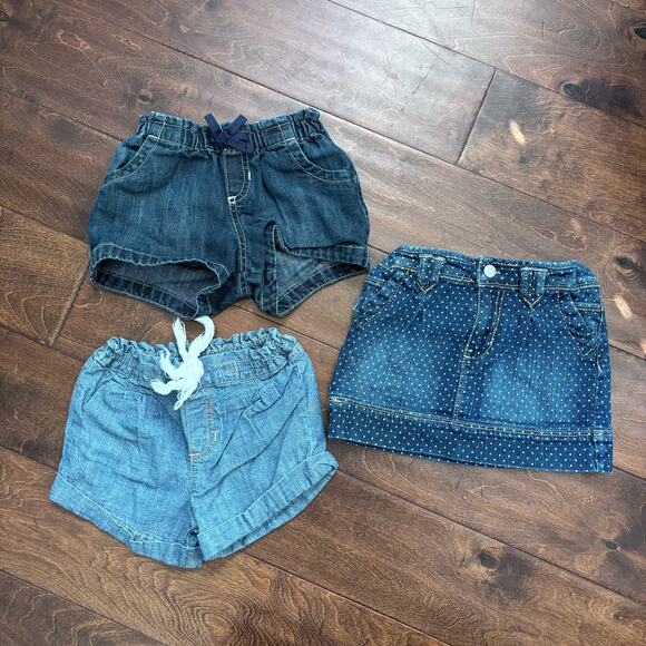 Old Navy Carter's Girls 4T Shorts / Skirts Denim Blue Summer Bottoms Lot - Picture 1 of 5